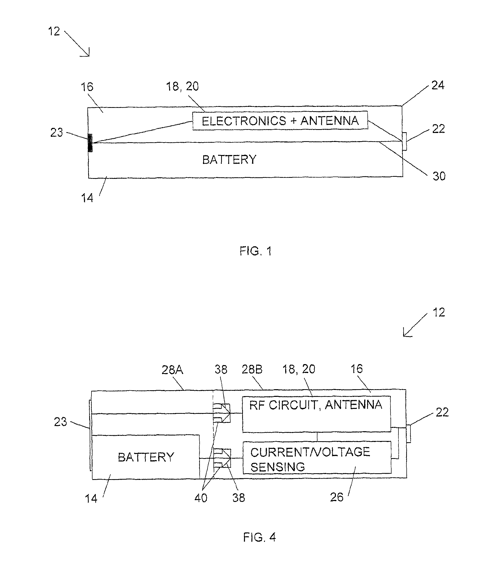 Battery with electronic compartment