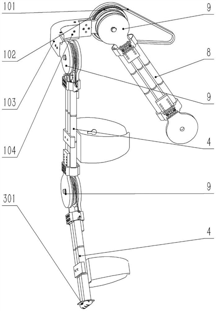 Upper limb exoskeleton device with bamboo-like structure