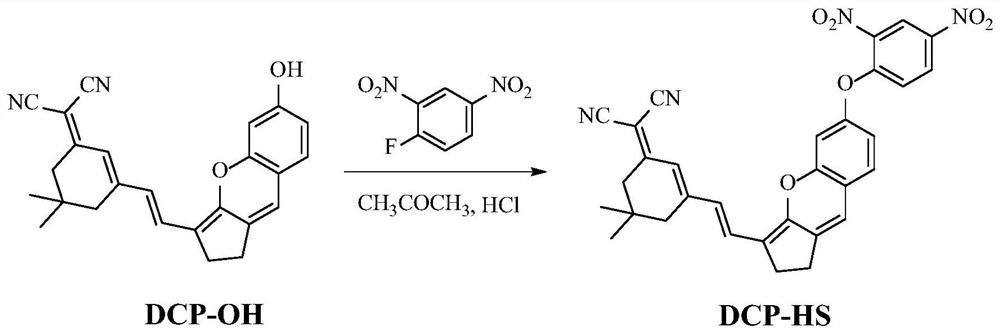 Preparation and application of hydrogen sulfide fluorescent probe based on isophorone-xanthene