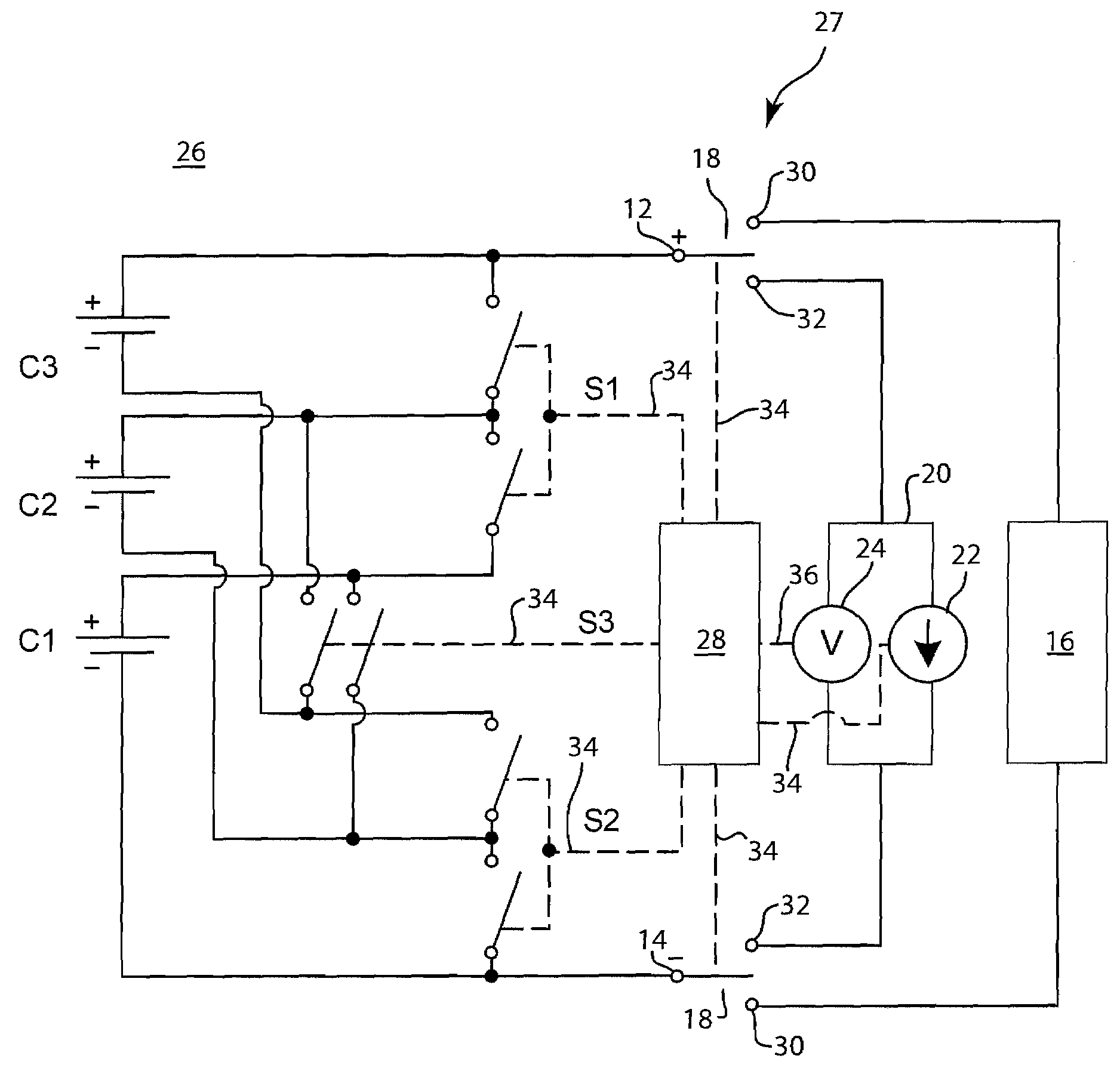 Cell balancing battery pack and method of balancing the cells of a battery
