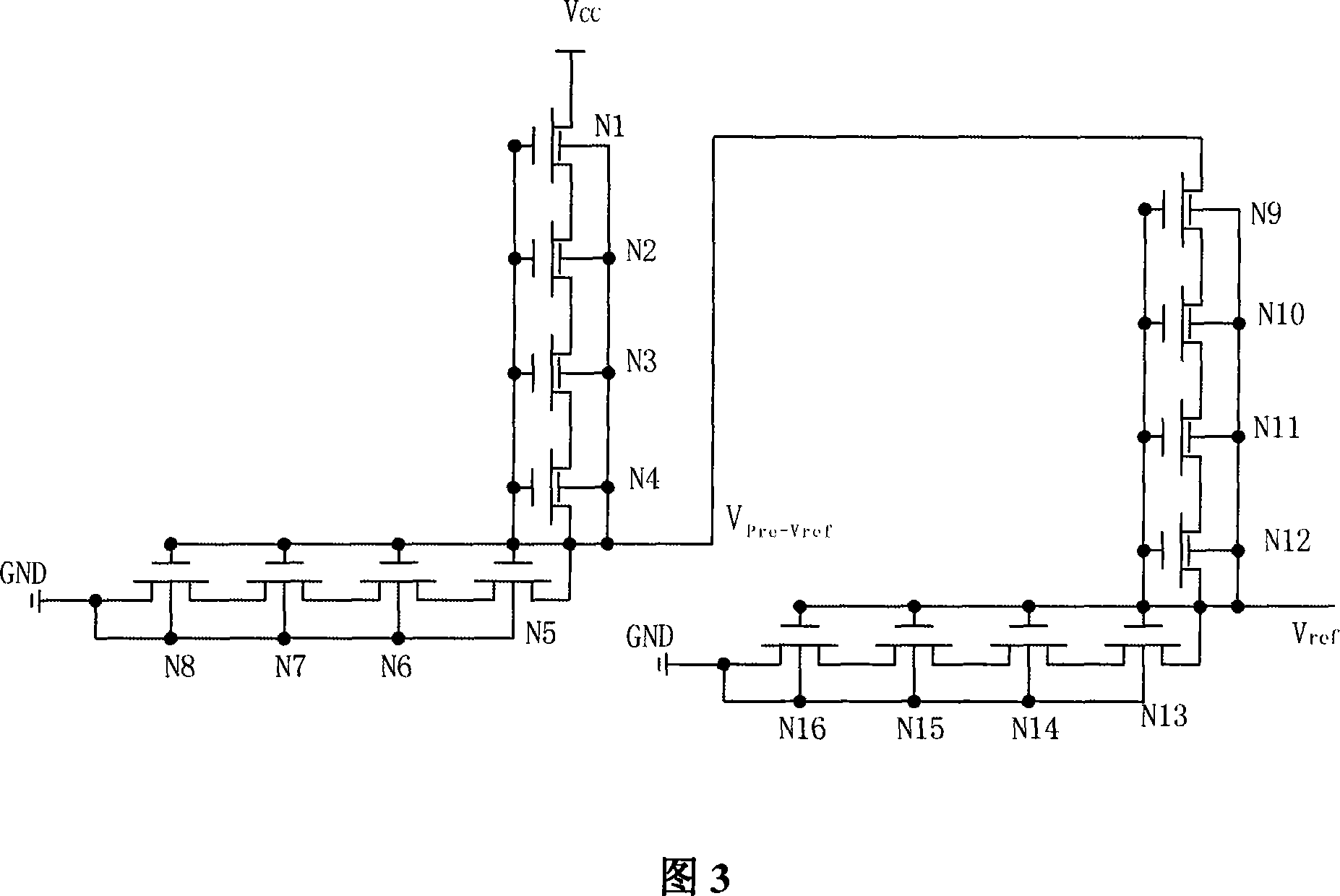 E/D NMOS reference voltage source with high electric power rejection ratio