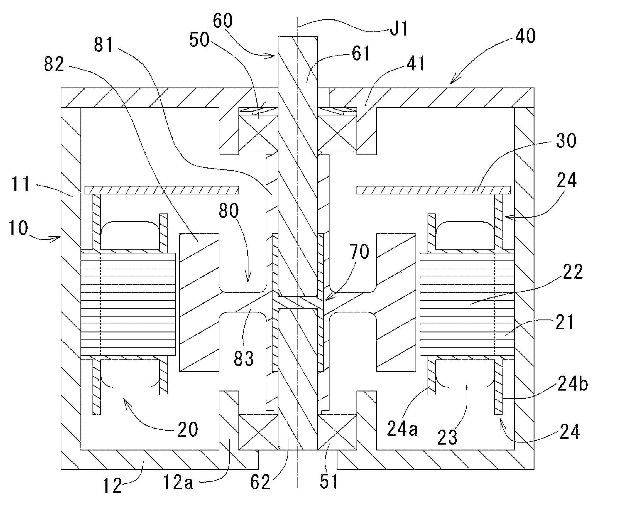 Motor having shaft members