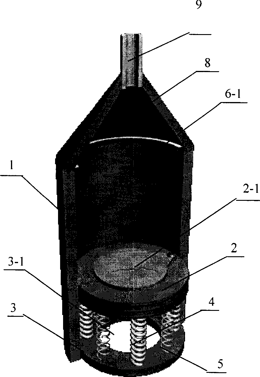 Piston type liquid spraying device driven by marmen