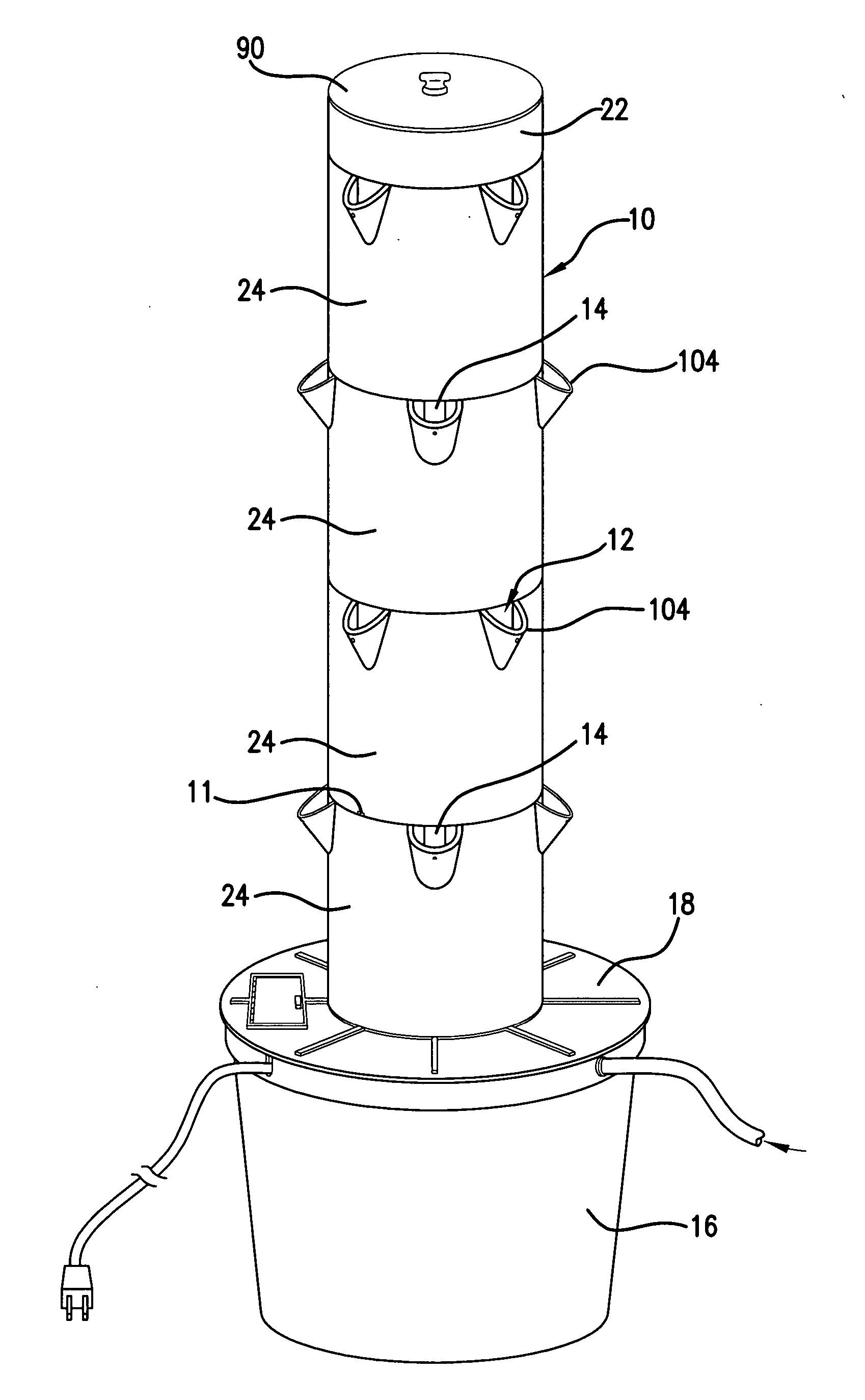 Hydroponic plant cultivating apparatus
