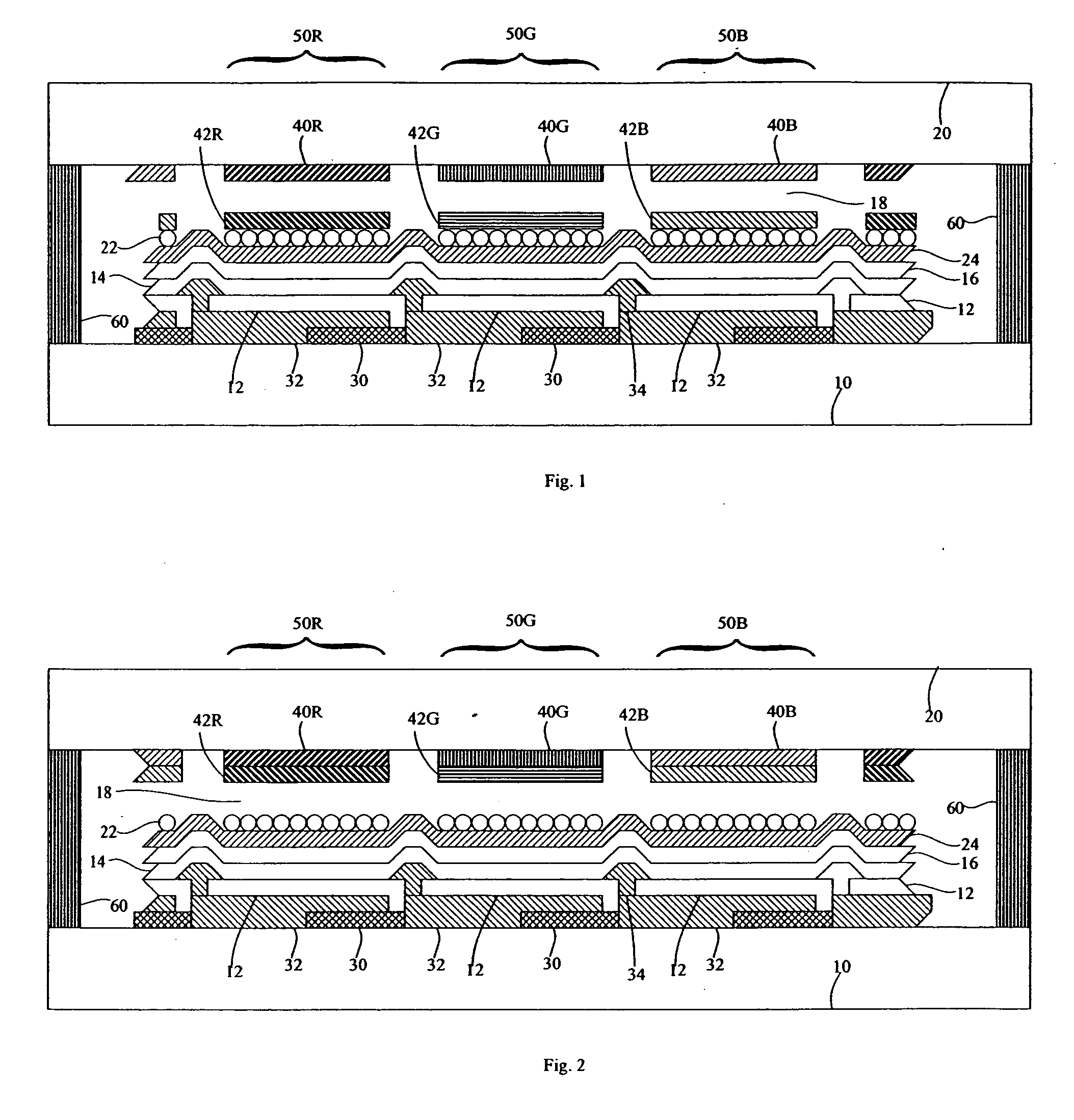 Top-emitter OLED device structure and method