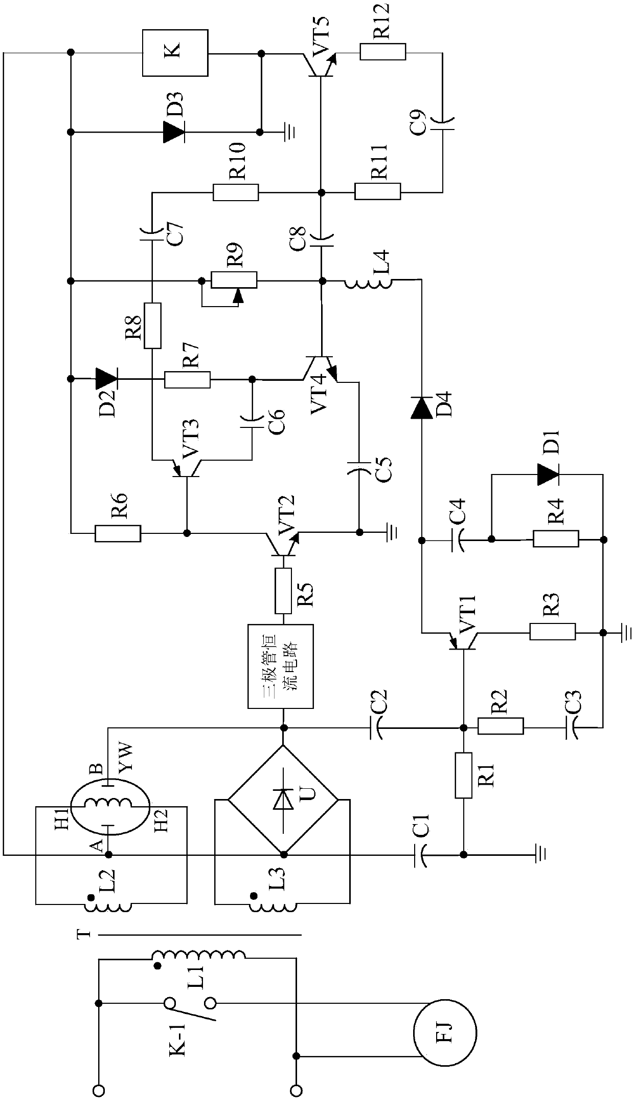 Control system with constant-current ripple suppression function and for air purifying ventilator