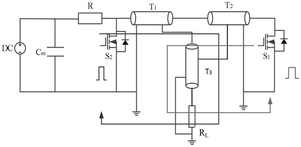 Broadband pulse source circuit and transformer winding deformation detection device
