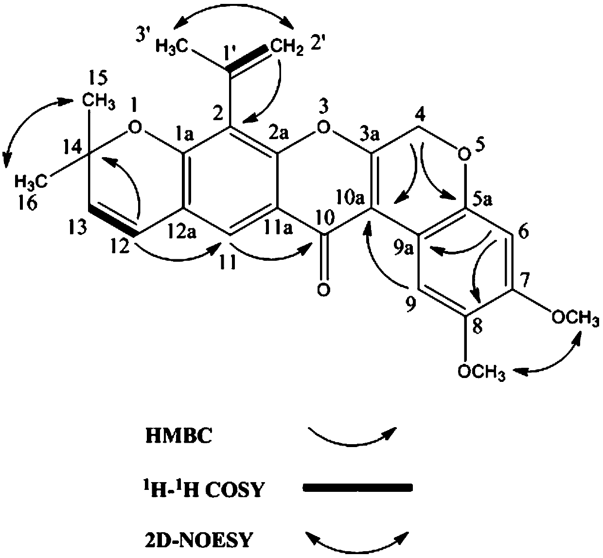 New rotenone-type flavonoid compound and preparation method and application thereof