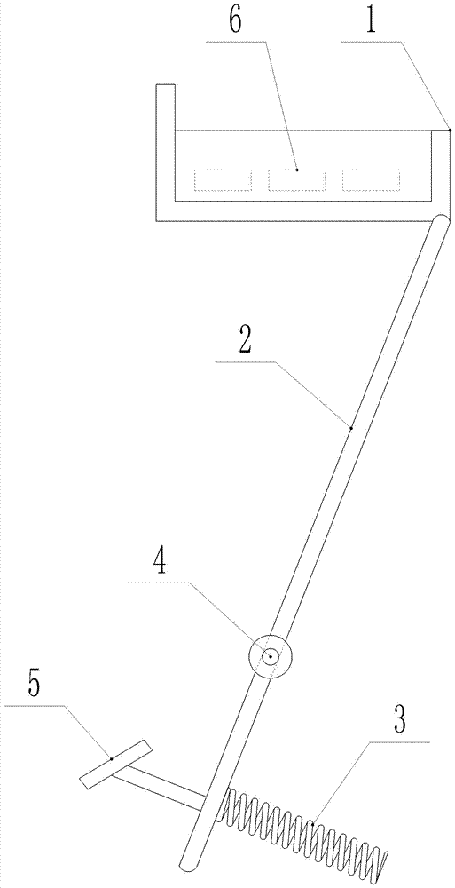 Treadle type material feeding device applied to large processed part and conforming to principle of motion economy