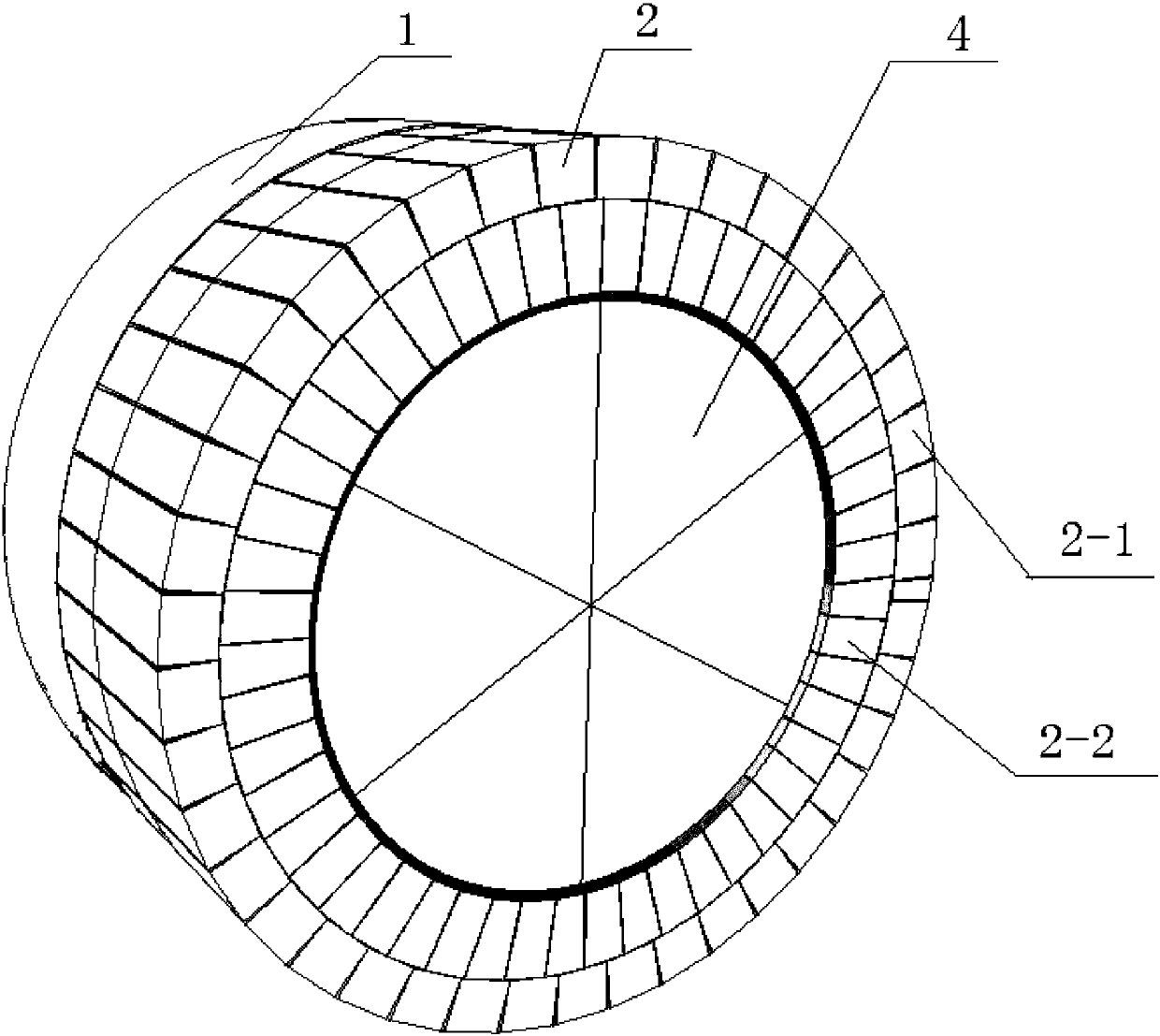 Combustion furnace manhole lining masonry structure and masonry method