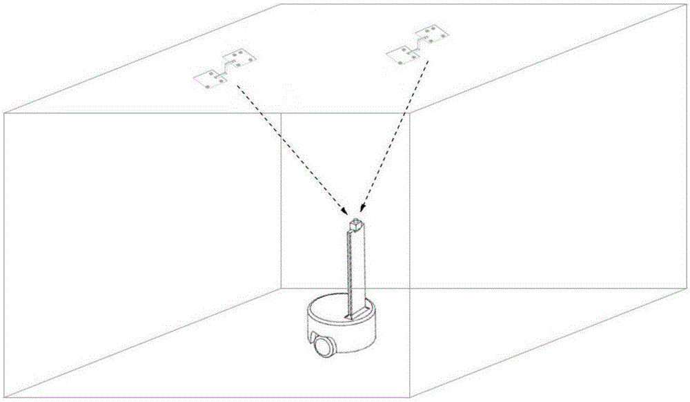 Robot positioning method based on infrared lamp three-dimensional arrays