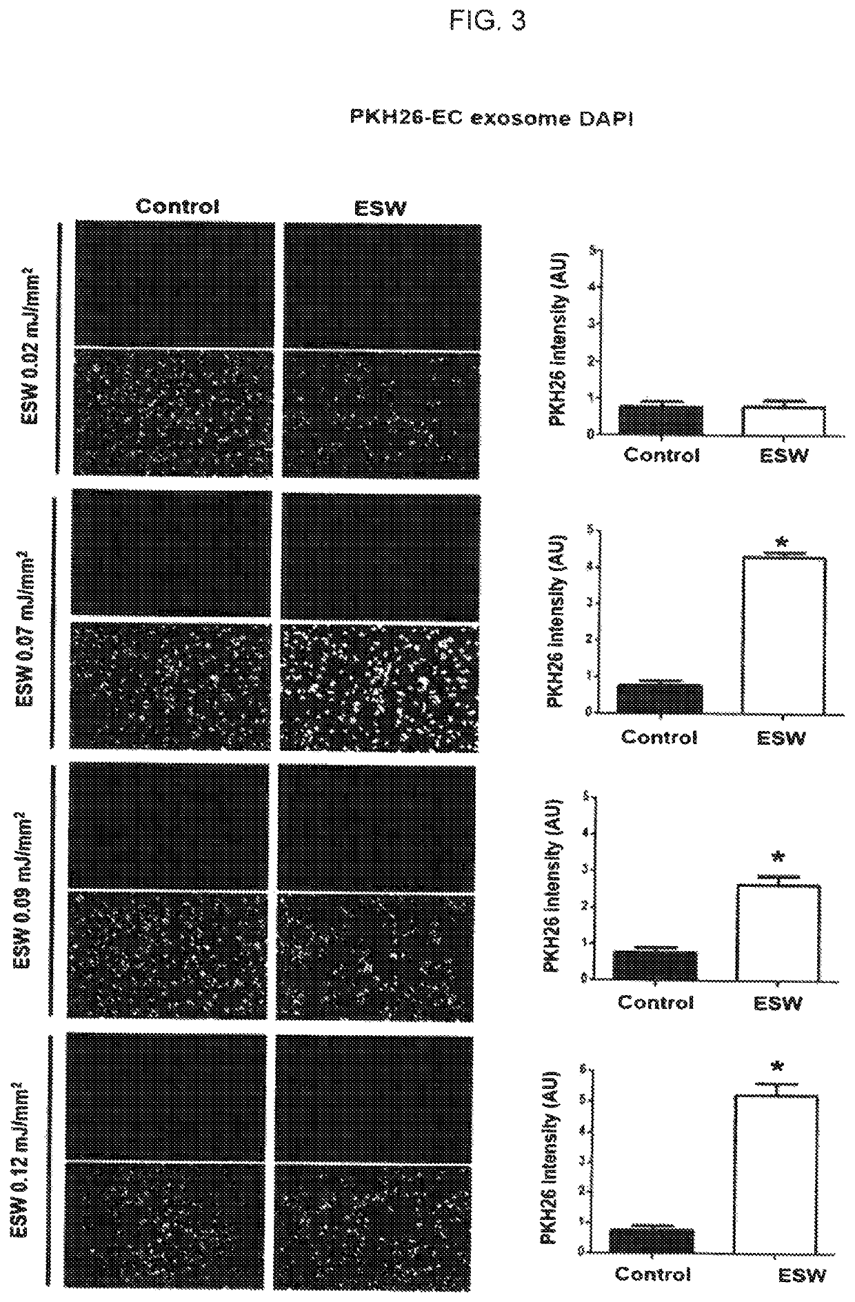 Delivery method of target material into extracellular vesicles using extracorporeal shockwave