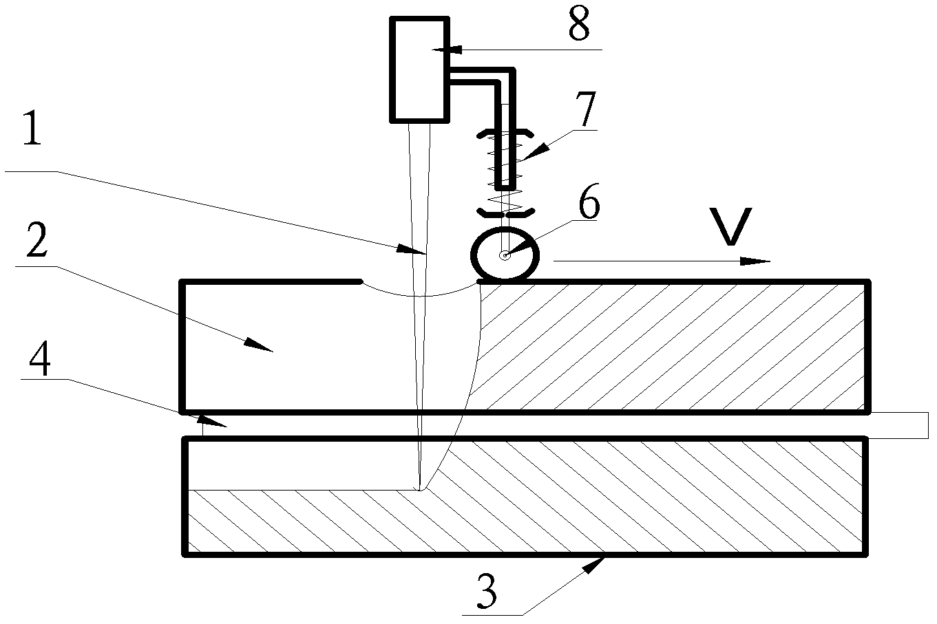 Single-surface traceless welding method for stainless steel composite panel of elevator