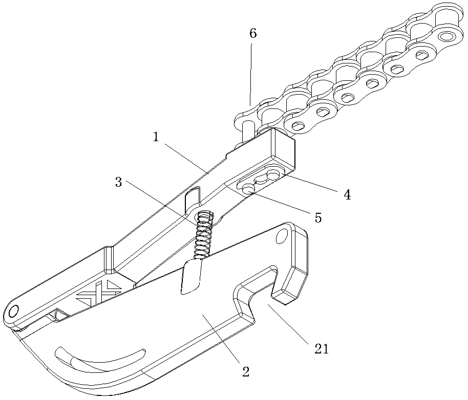 Bird hook and chain transfer assembly used for warehousing system