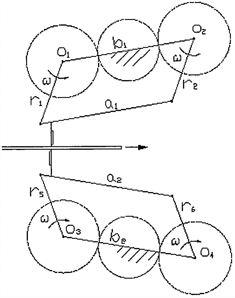 Double-crank flying shear mechanism with instinct of automatically eliminating mechanism movement dead points