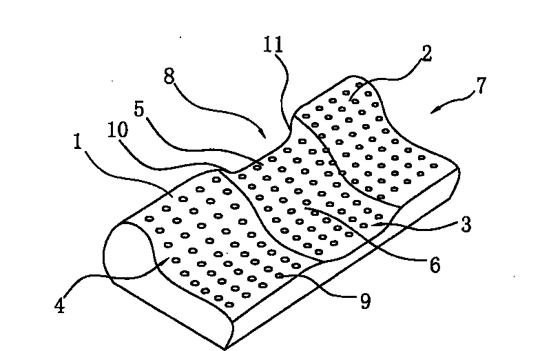 Three-section type memory pillow inner