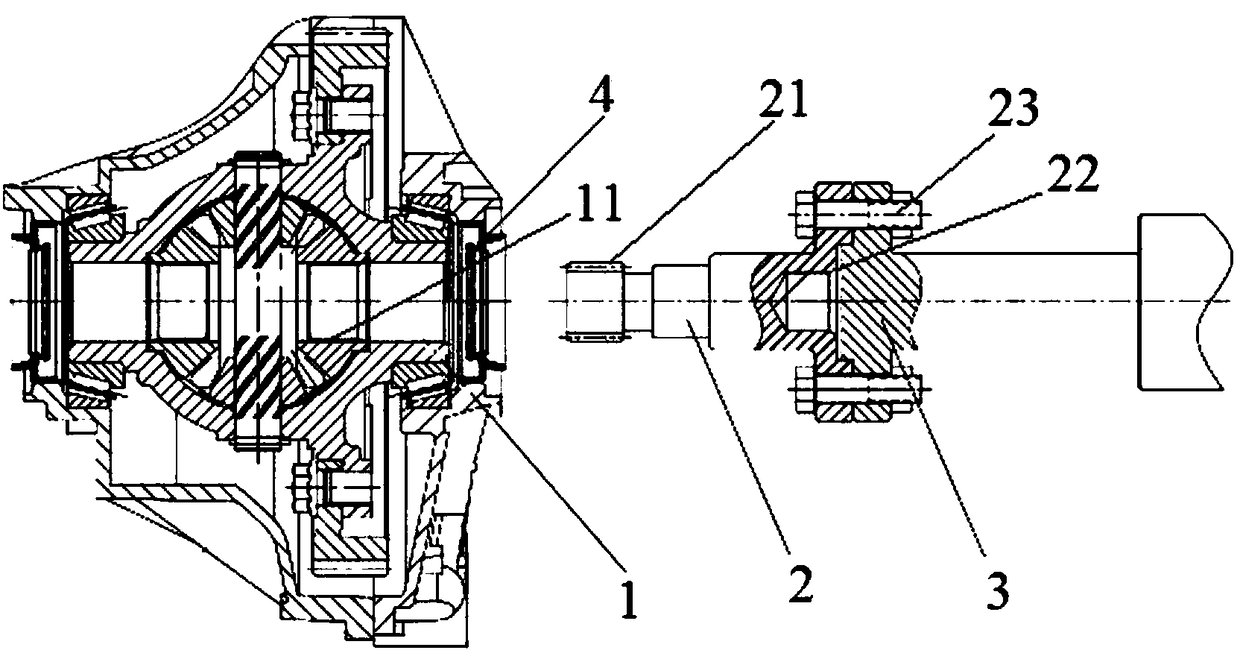 A quick connection device for off-line loading test of automobile transmission