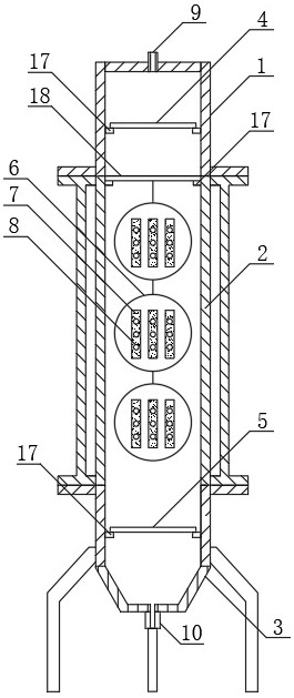 Device for efficiently treating aged landfill leachate through biological membrane and electric flocculation