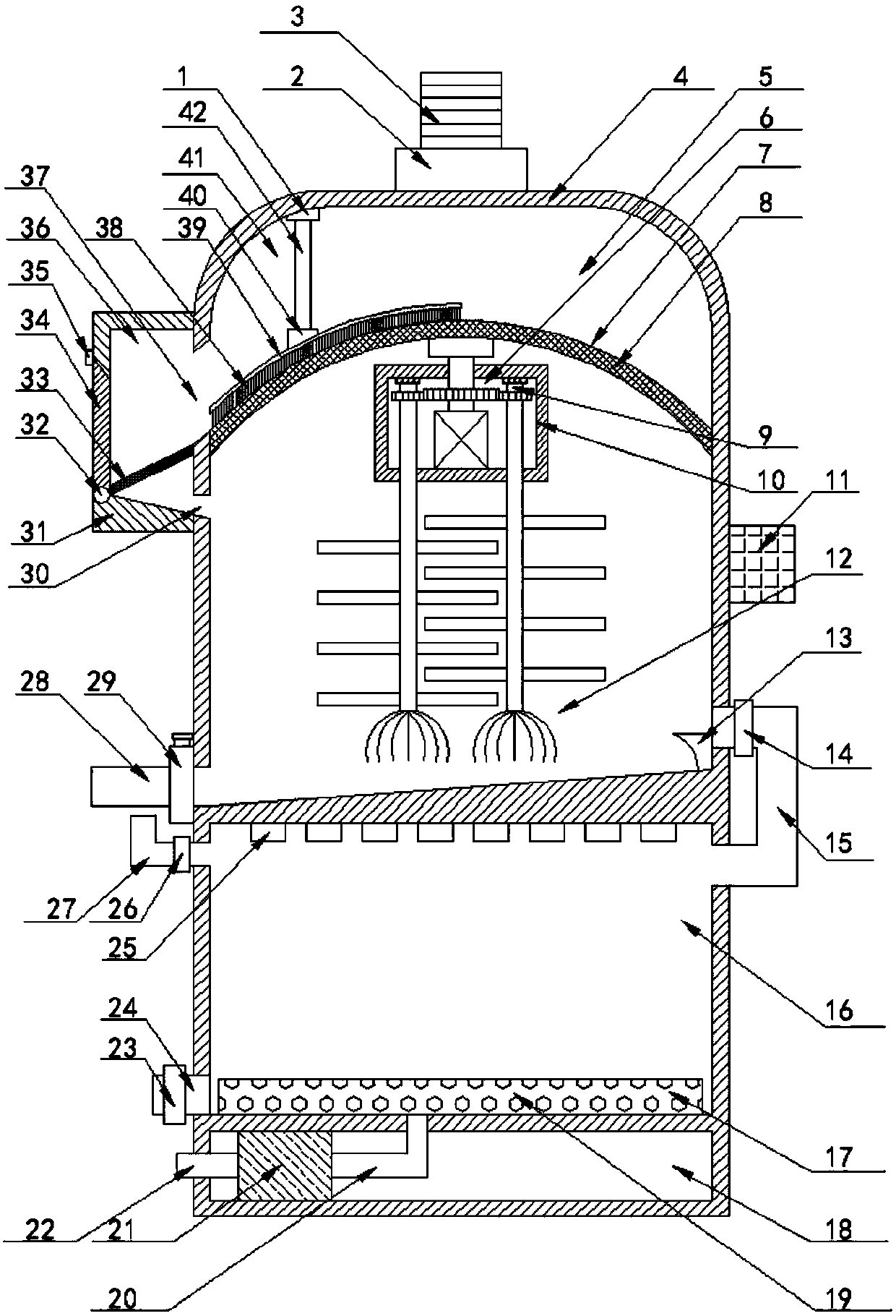 Novel filtering and sterilizing apparatus for domestic sewage