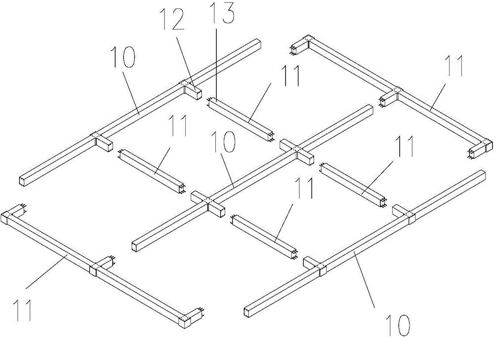 Multi-layer three-dimensional frame assembled from prefabricated reinforced concrete members