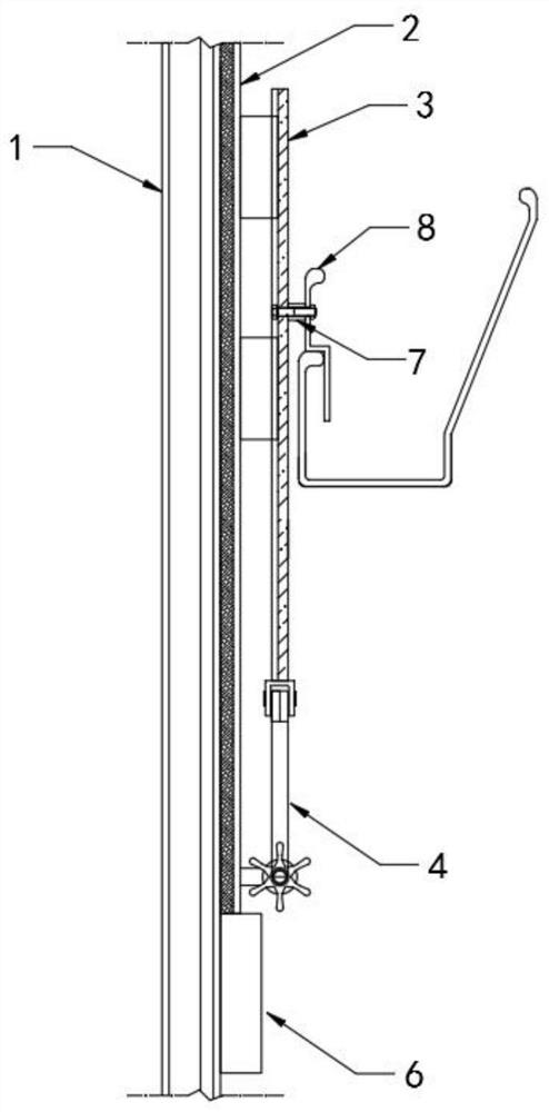 Device for improving heights of trough adjusting plates of large-stacked brooding equipment