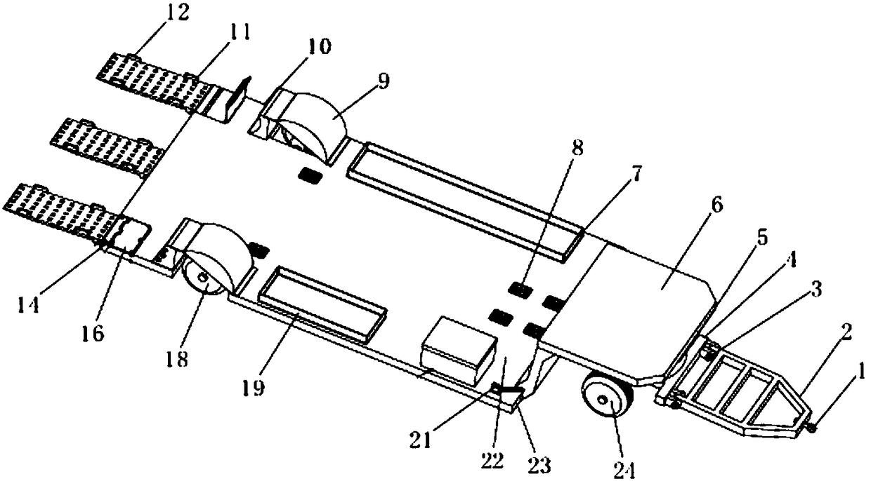 Multifunctional transportation trailer for unmanned aerial vehicle transshipment and fixation
