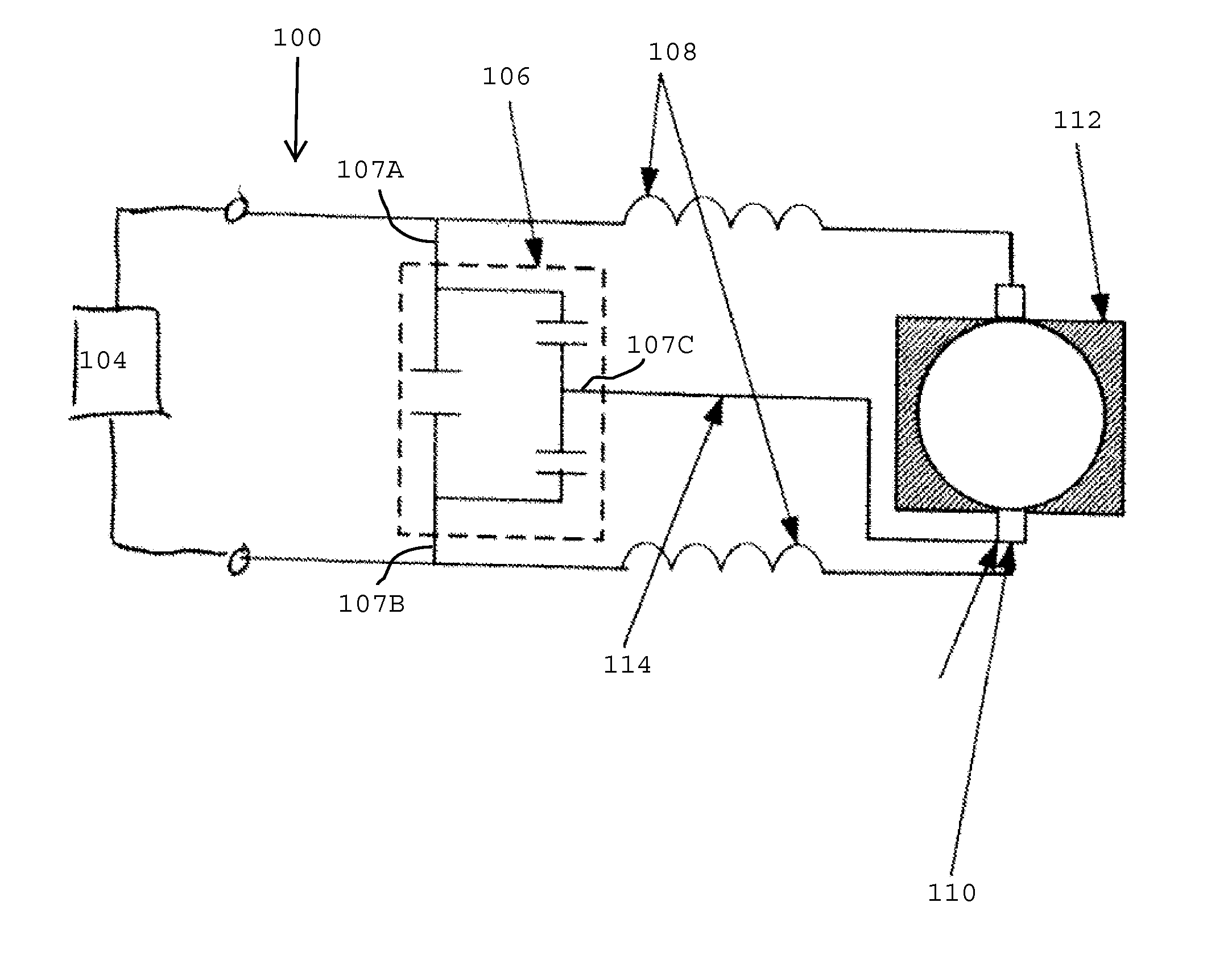 Electric motors having EMI reducing circuits and methods therefor