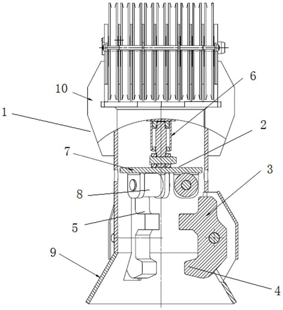 Unhooking device for guide rod pile hammer