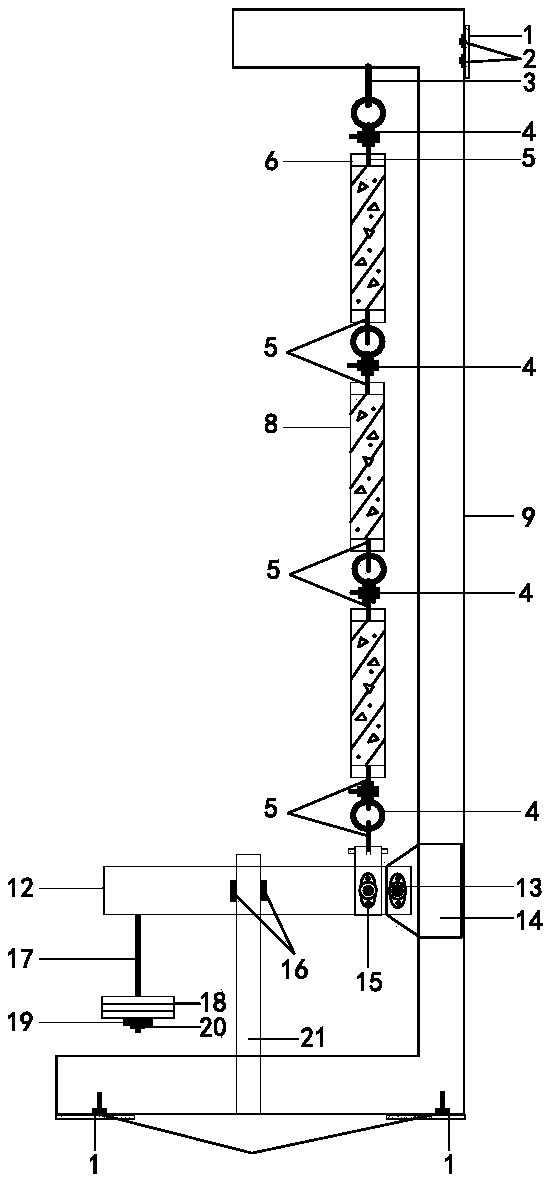 A test device and method for testing concrete tensile creep