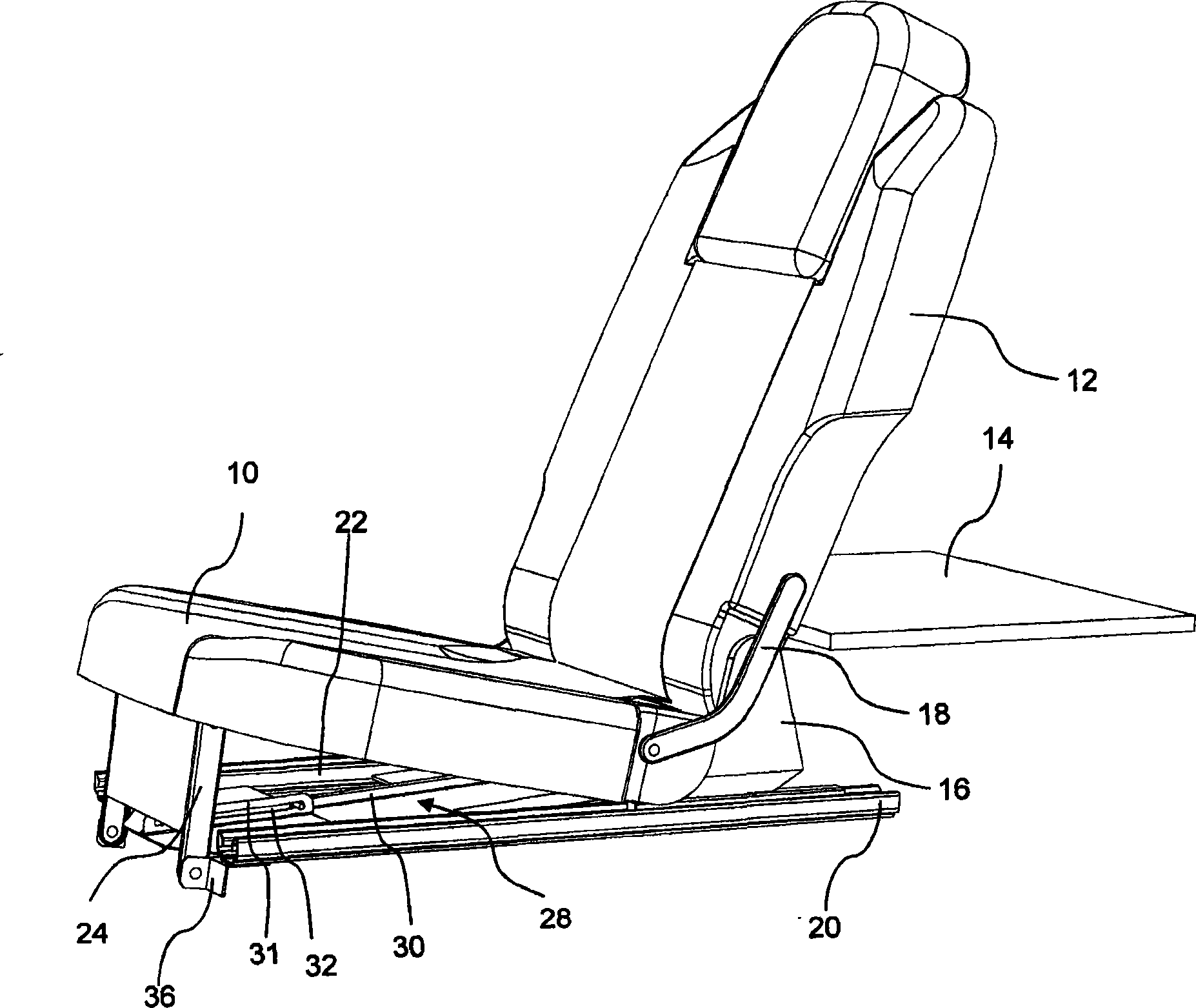 Fold-down vehicle seat