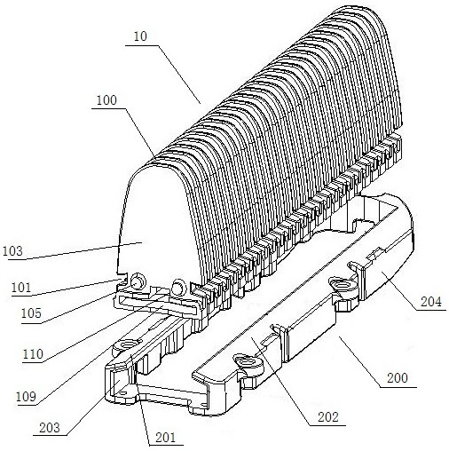 Heat conduction comb tooth device of electric heating hair straightening comb