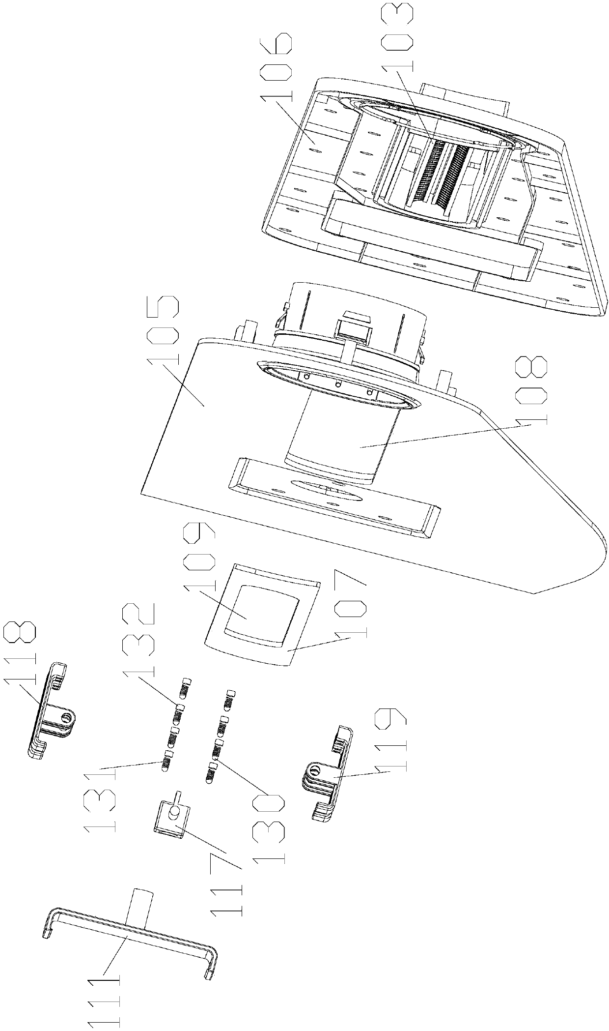 A mobile phone clamping device on an automobile dashboard