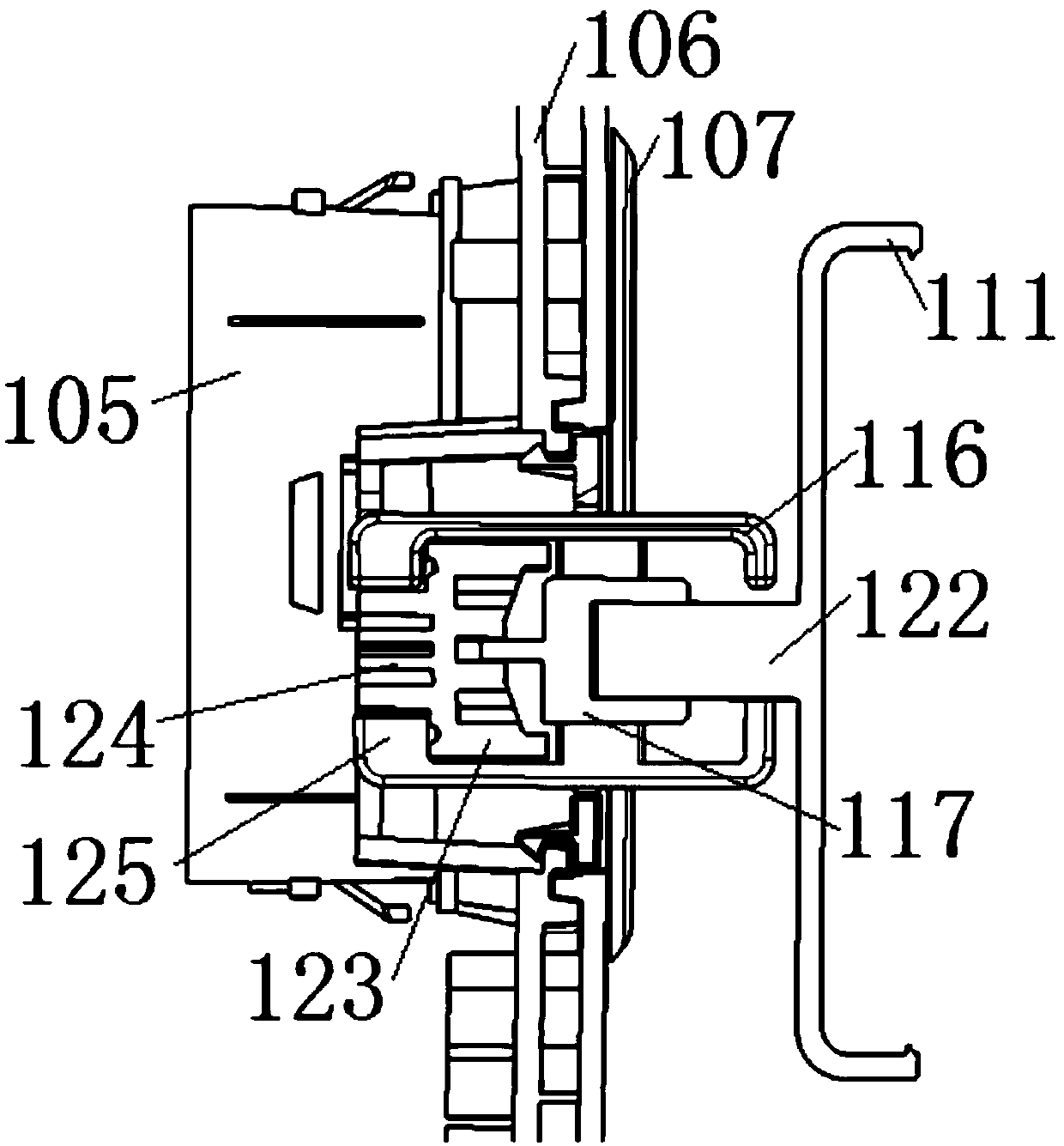 A mobile phone clamping device on an automobile dashboard