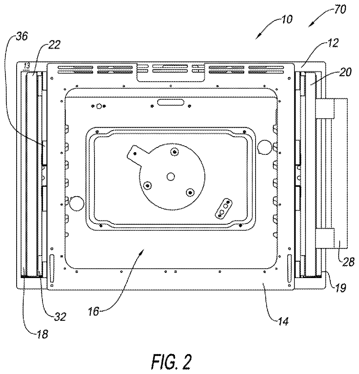 Cooking appliance having stowable double doors