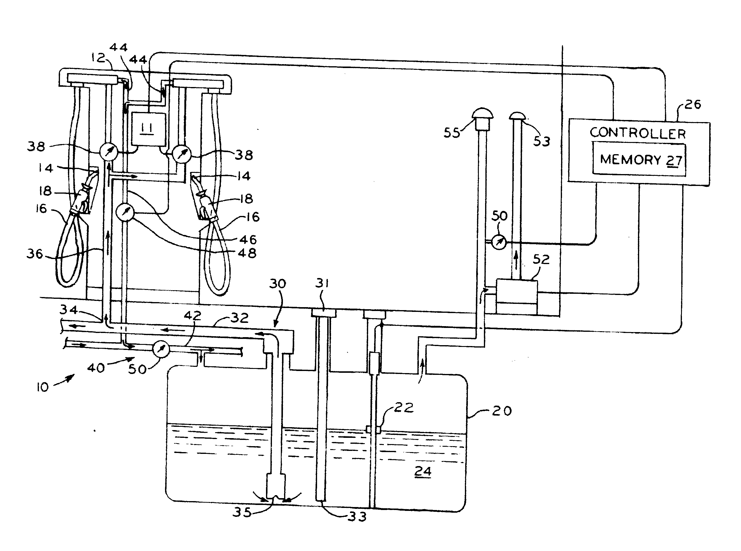 Method and apparatus for monitoring for leaks in a stage ii fuel vapor recovery system