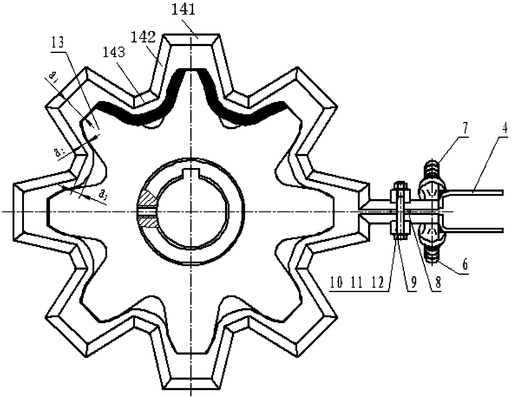 Chain wheel quenching method and quenching inductor