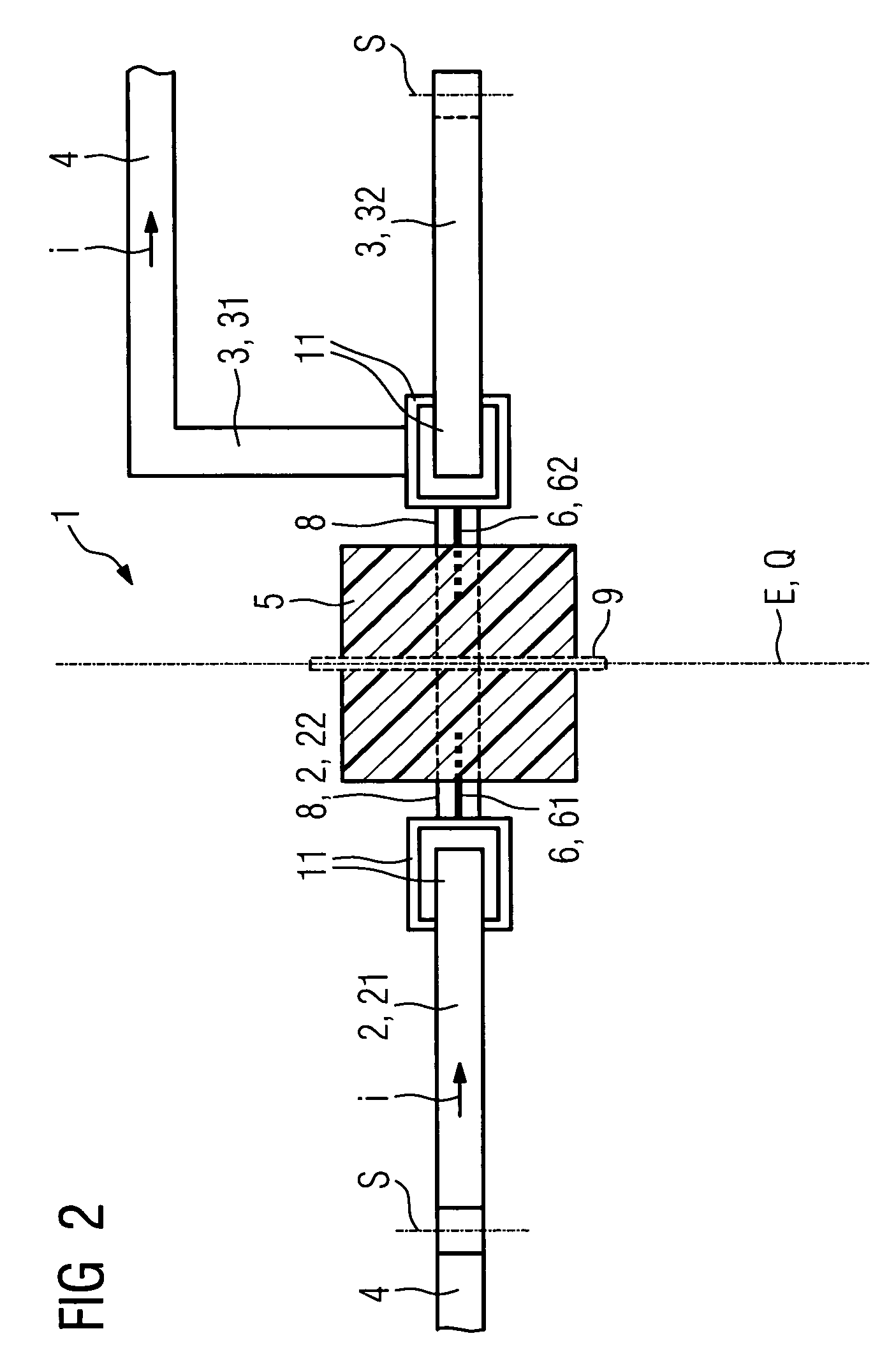 Switching device, in particular a power switching device, having two pairs of series-connected switching contacts for interrupting a conducting path