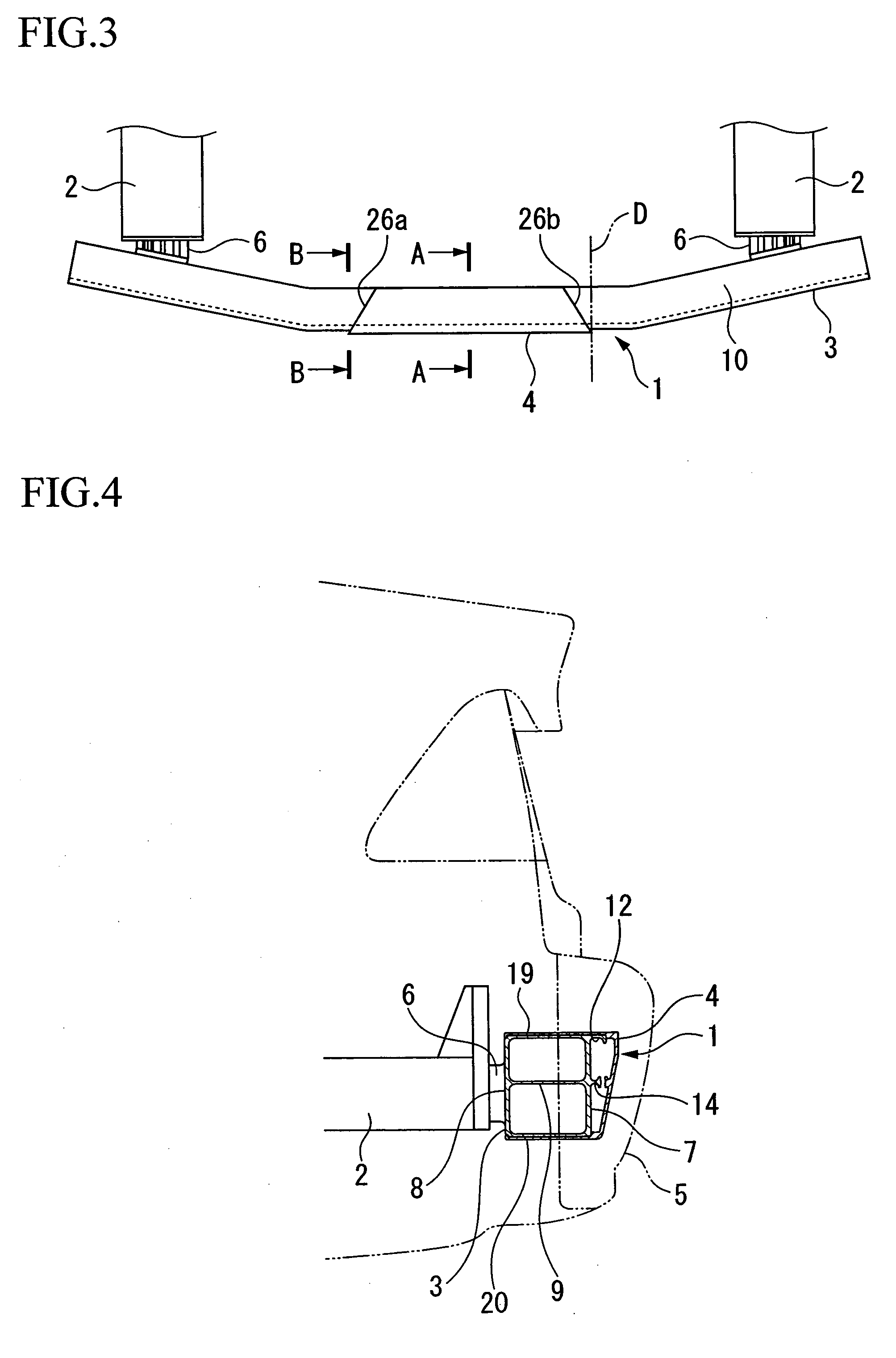 Bumper beam structure having support walls for center gusset, which are laid over walls of bumper beam