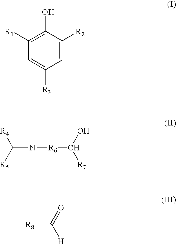 Detergent comprising the reaction product an amino alcohol, a high molecular weight hydroxy aromatic compound, and an aldehydye