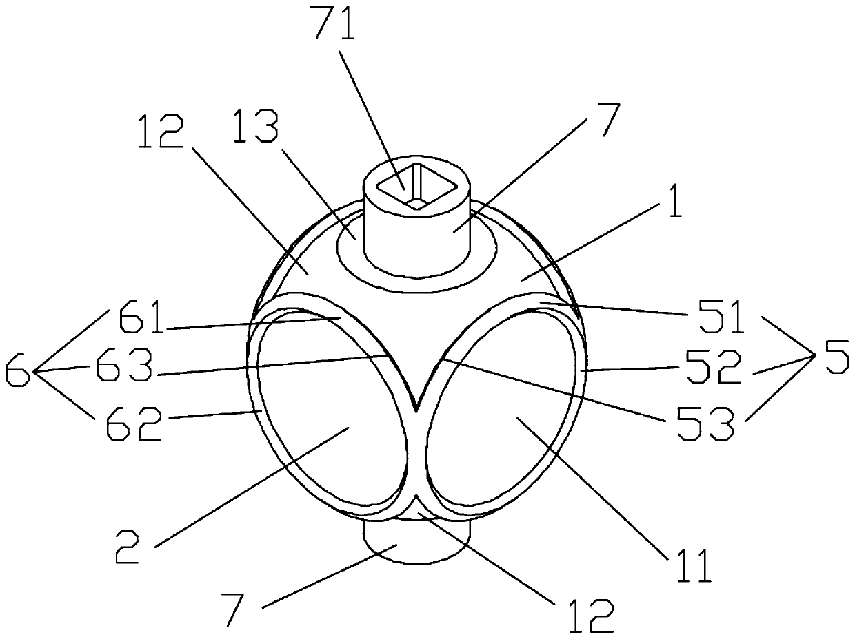 Double-scraper toroidal valve core and ball valve