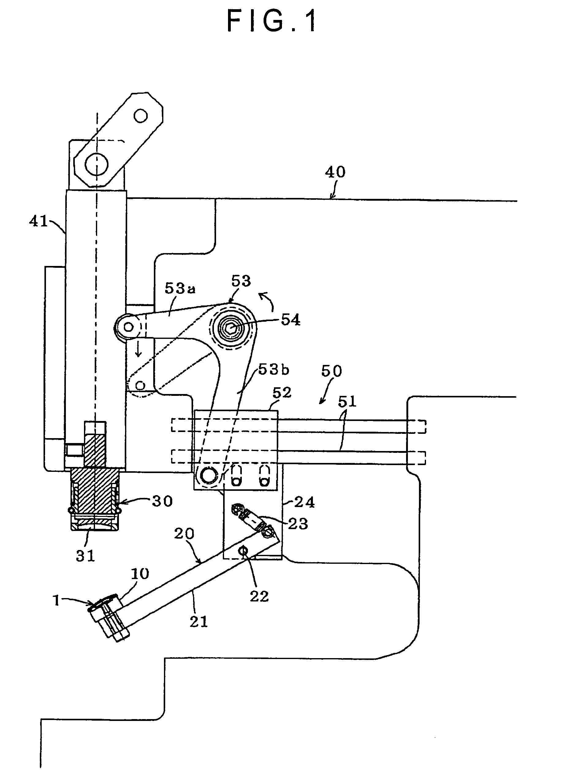 Button-attaching device and method of attaching button to upper die of button-attaching device