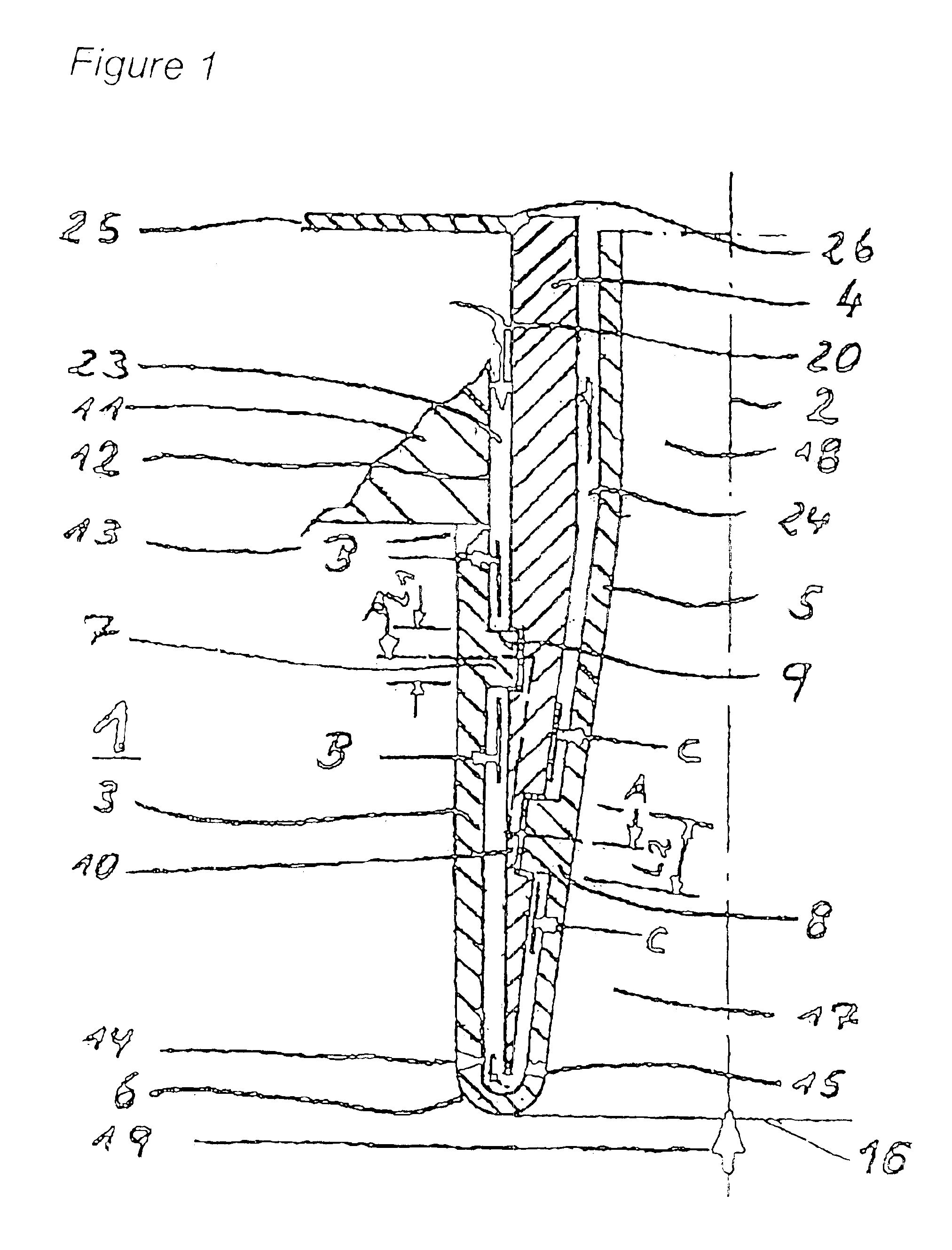 Device for introducing hot gas into a heating surface pipe of a waste heat boiler