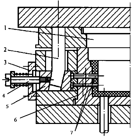 Side core-pulling mechanism for dog-leg cam of compression mould