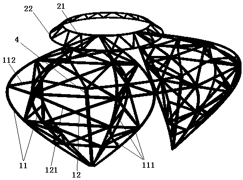 Double-layer reticulated shell large-span circumferential energy dissipation structure system