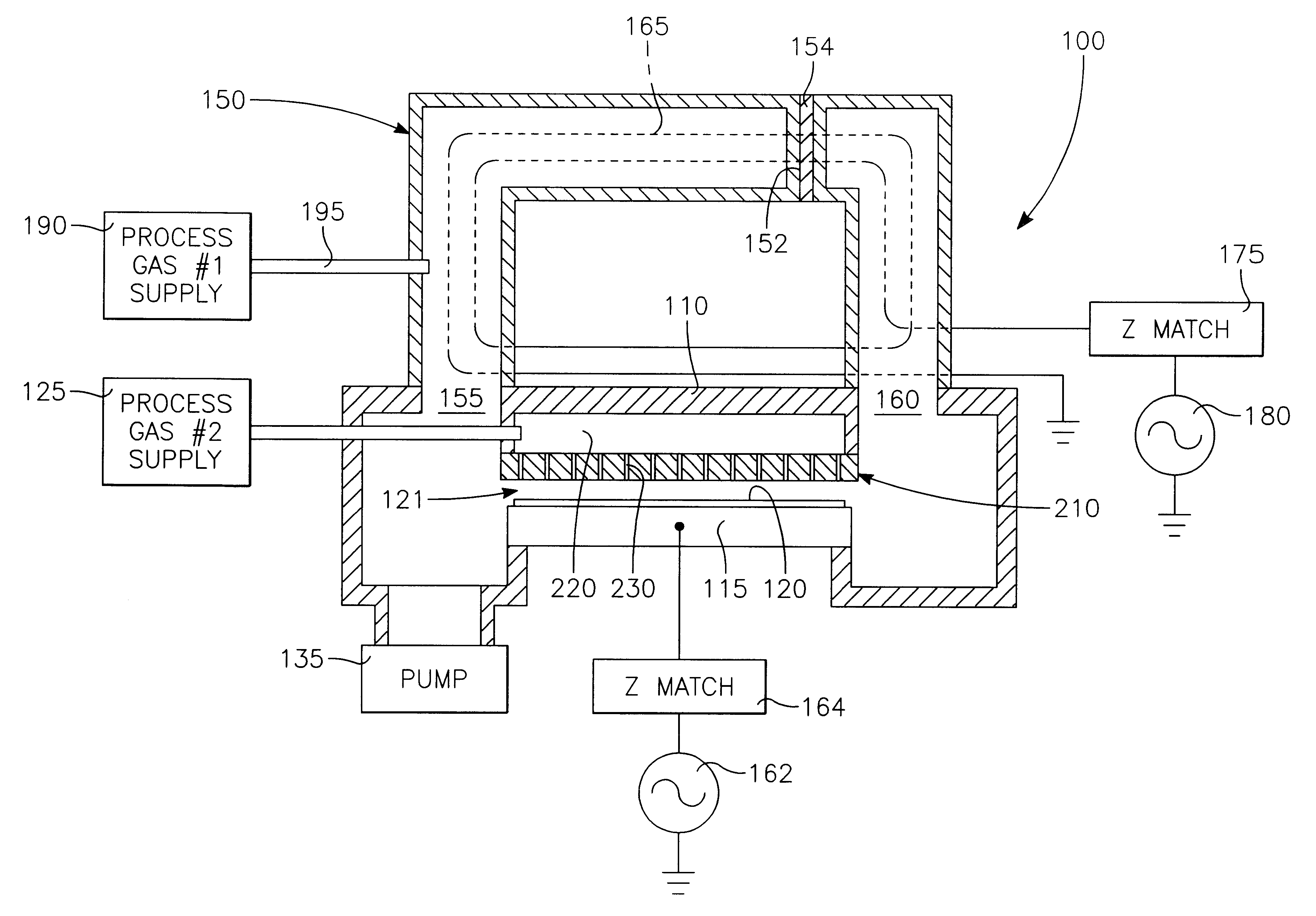 Externally excited torroidal plasma source with a gas distribution plate