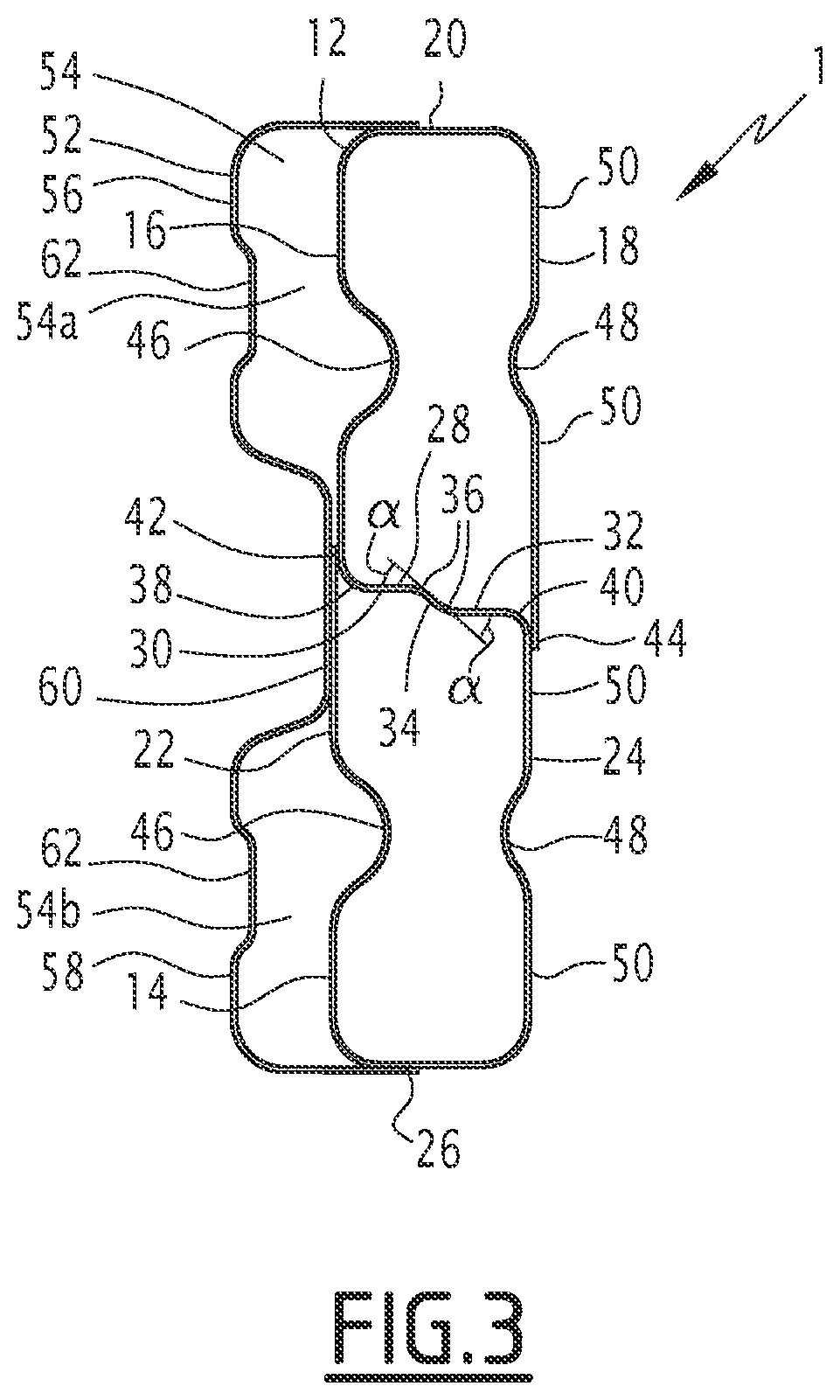 Bumper beam having an 8 shaped cross-section