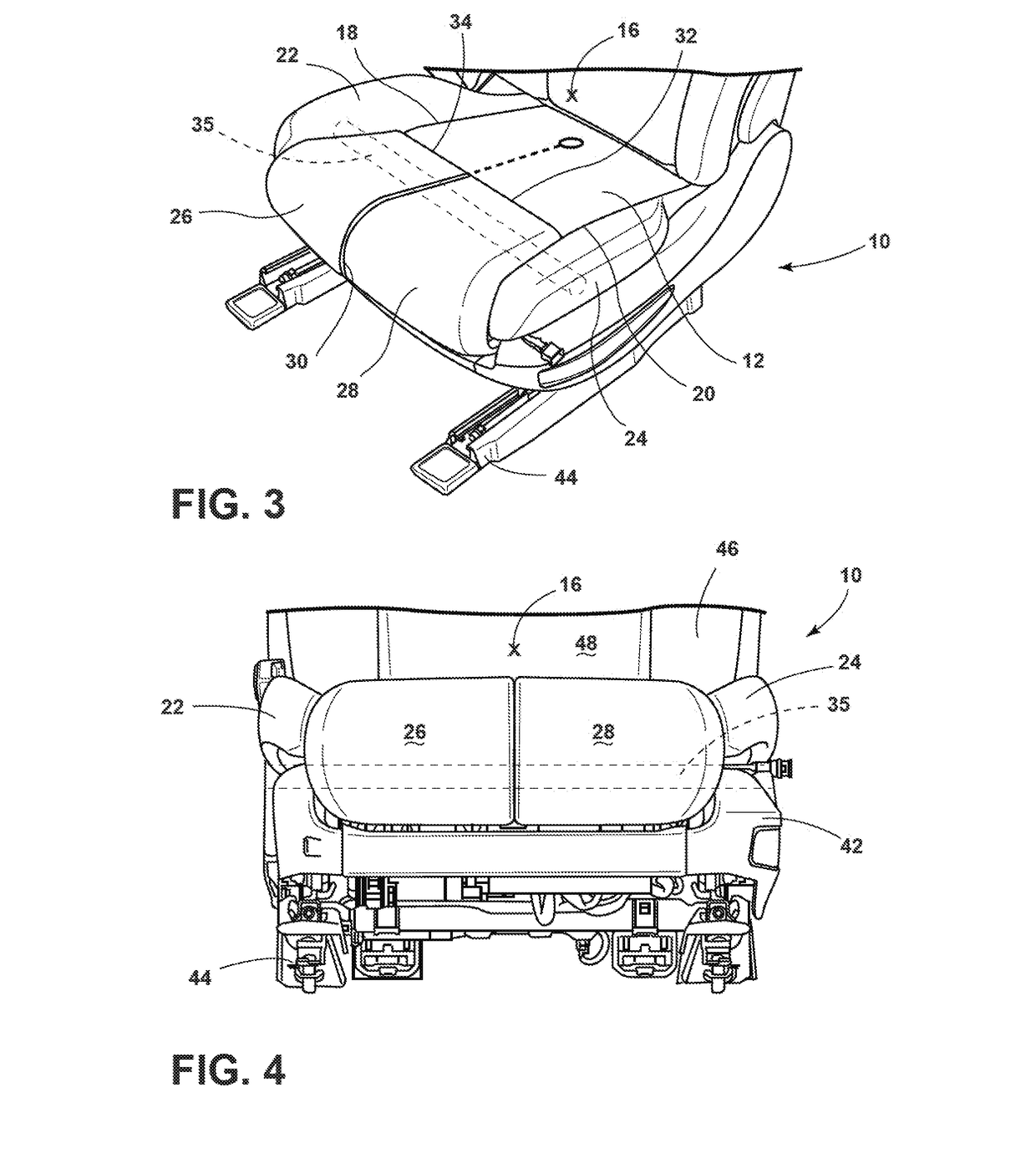 Independent cushion thigh support