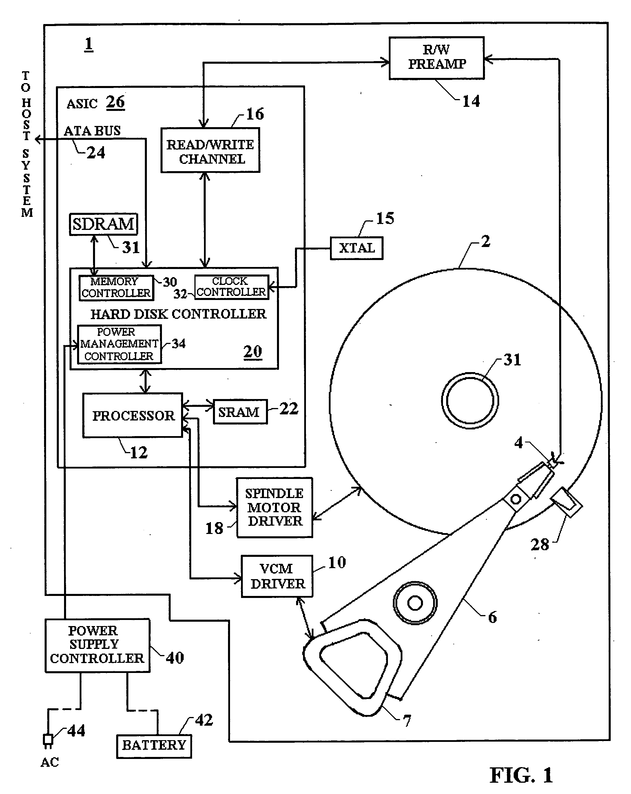 Variable power consumption levels in a hard disk drive