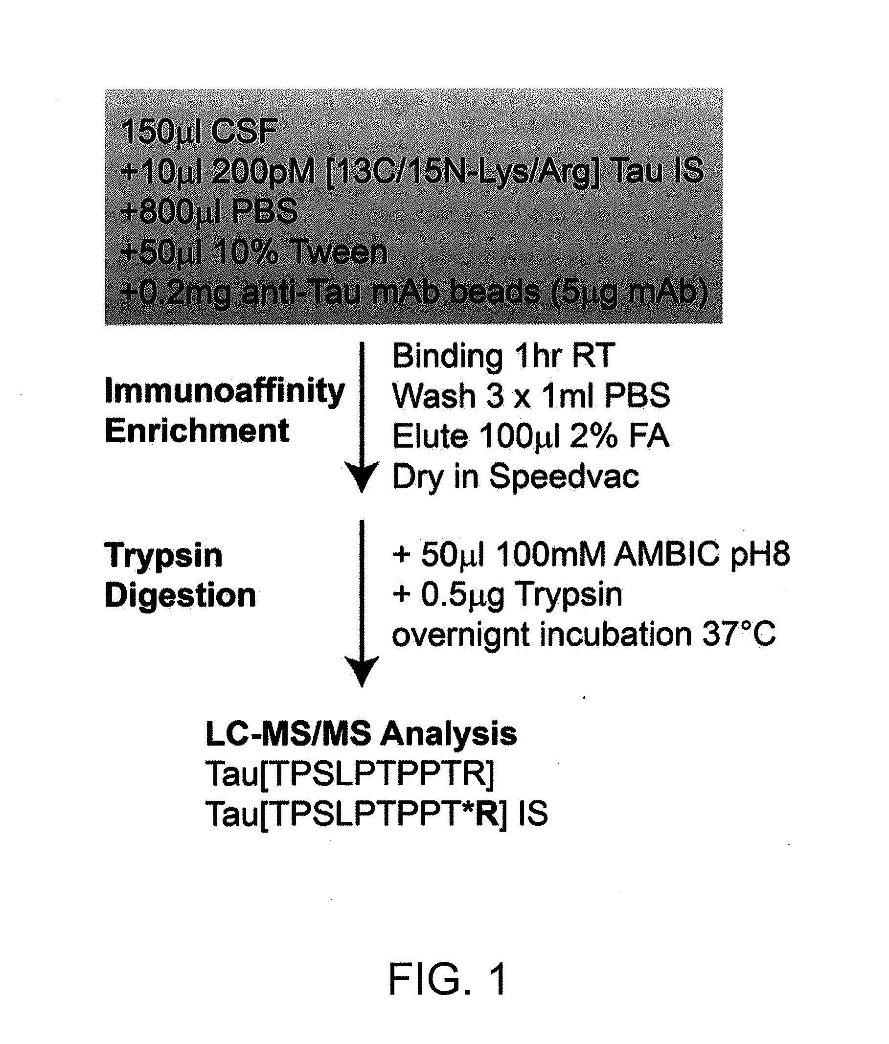 Quantification of tau in biological samples by immunoaffinity enrichment and mass spectrometry