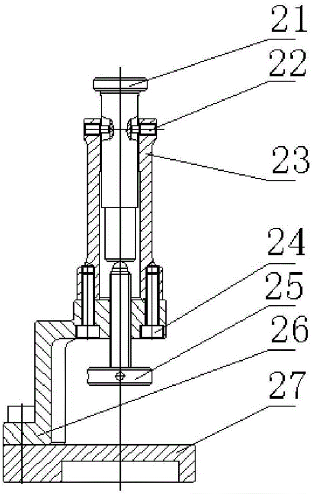 Auxiliary supporting component for detecting crank throw included angle of crank shaft